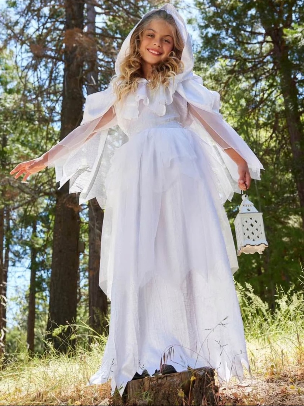 Chasing Fireflies Ghost White Ruffled Girls' Costume Dress